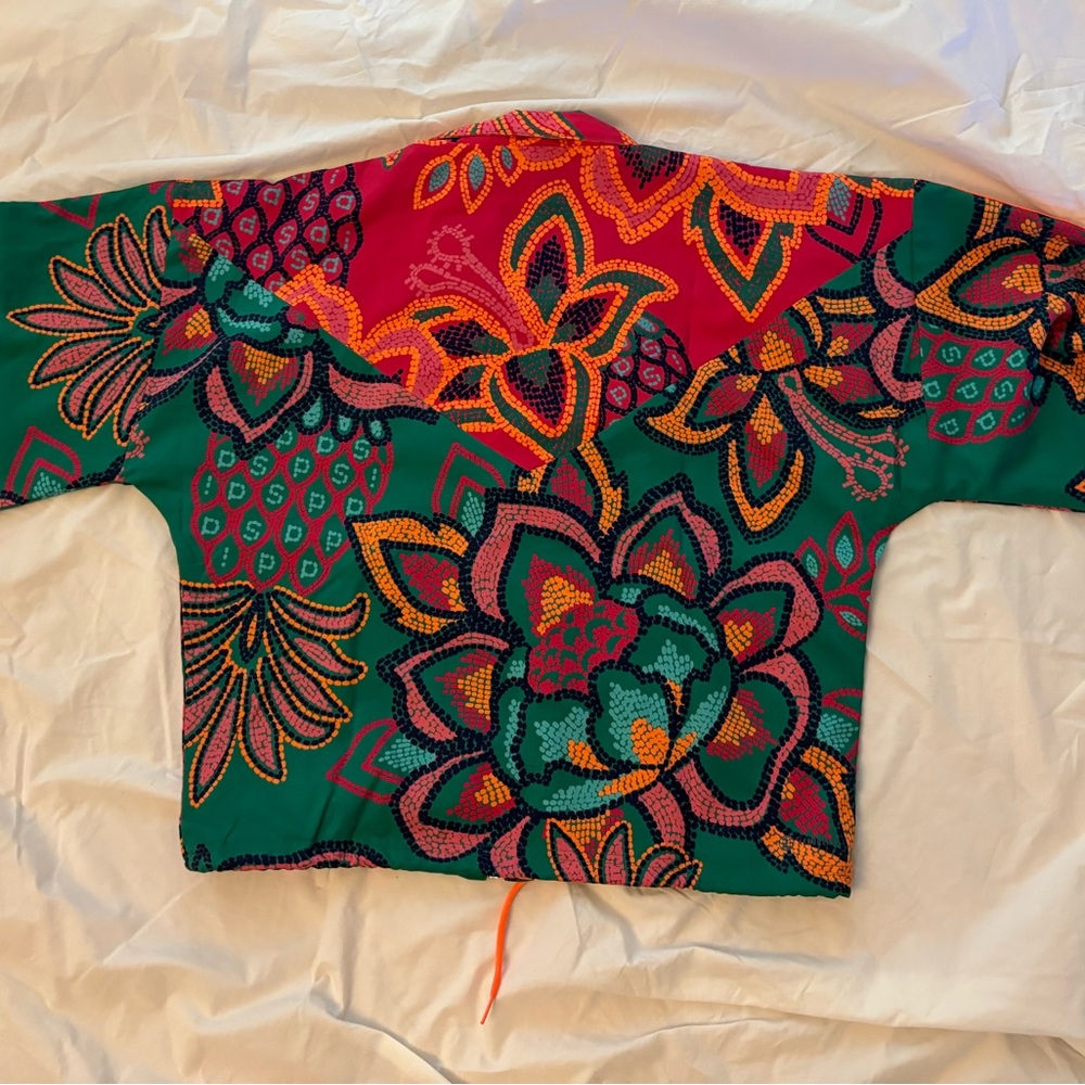 adidas FARM RIO NWT Women’s Pineapple Floral Windbreaker AOP Kimono - Picture 4 of 5